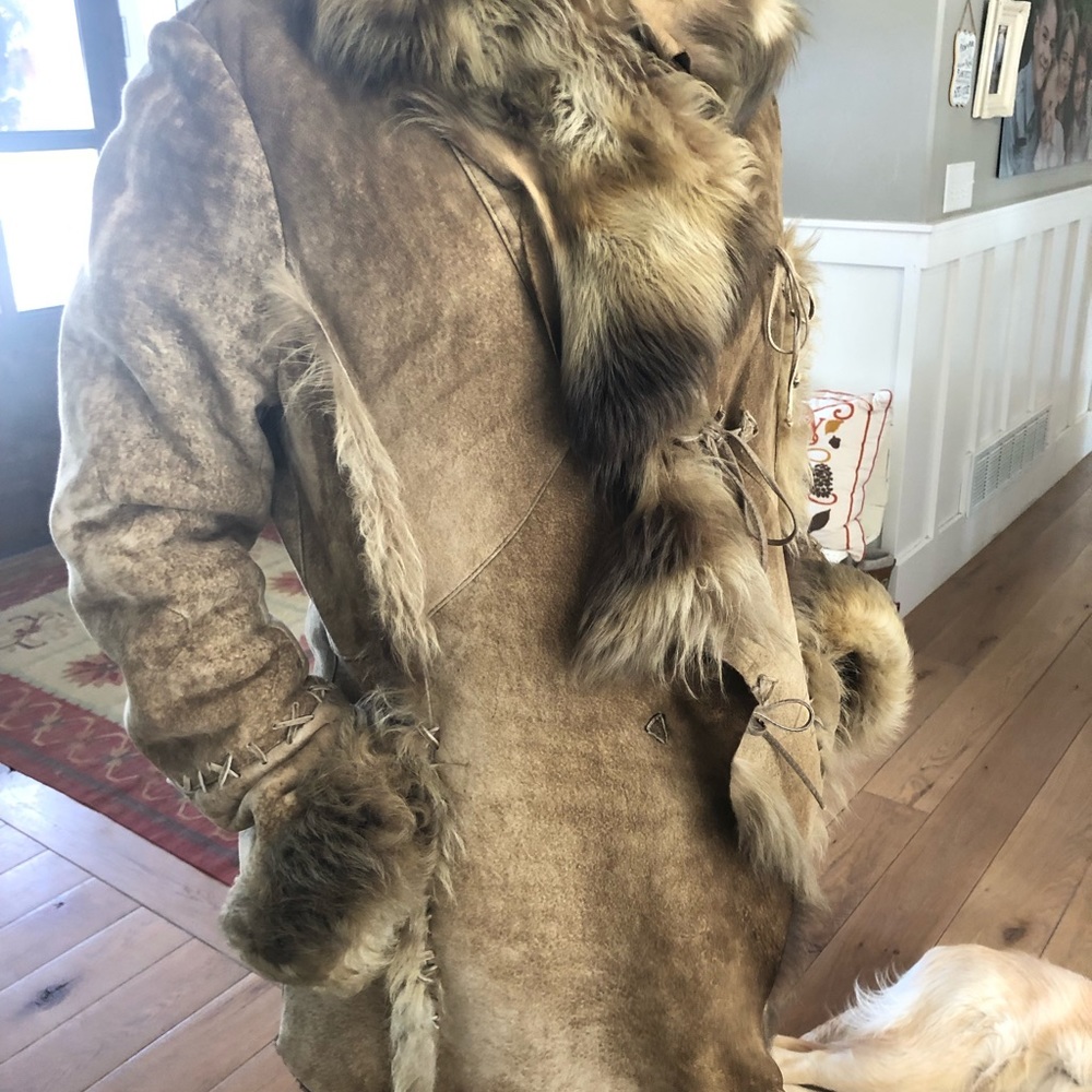 Shearling leather coat jacket